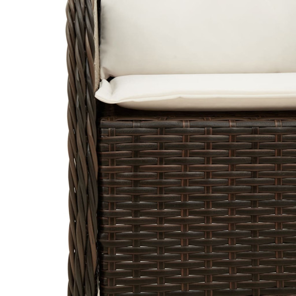 Set comedor de jardín 7 pzas con cojines ratán sintético marrón M 5