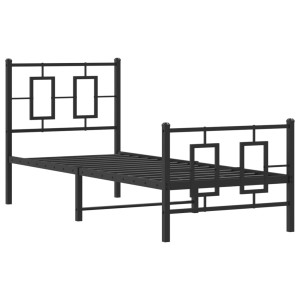 Estructura de cama con cabecero y estribo metal negro 75x190 cm H