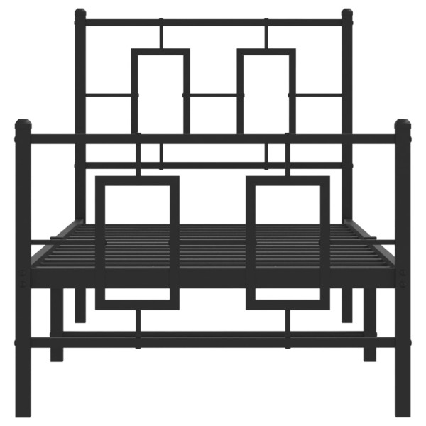 Estrutura de cama com cabeceira e pés 75x190 cm metal preto M 5