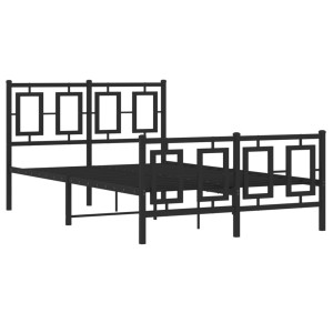 Estrutura de cama com cabeceira e pés 120x190 cm metal preto H