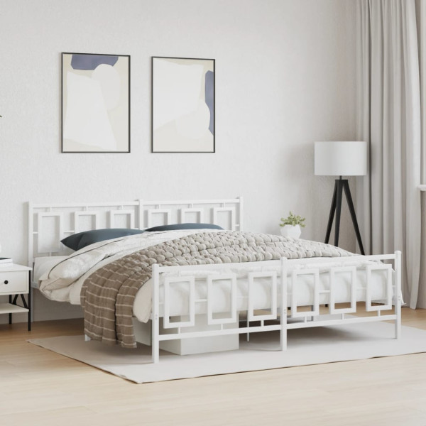 Estrutura de cama com cabeceira e pés 183x213 cm metal branco M 3