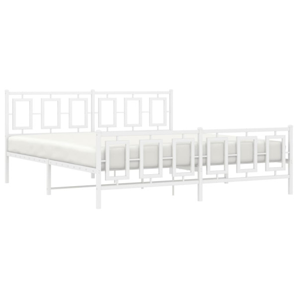 Estrutura de cama com cabeceira e pés 183x213 cm metal branco M 4