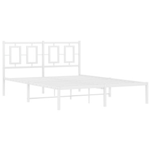 Estructura de cama de metal con cabecero blanca 135x190 cm H