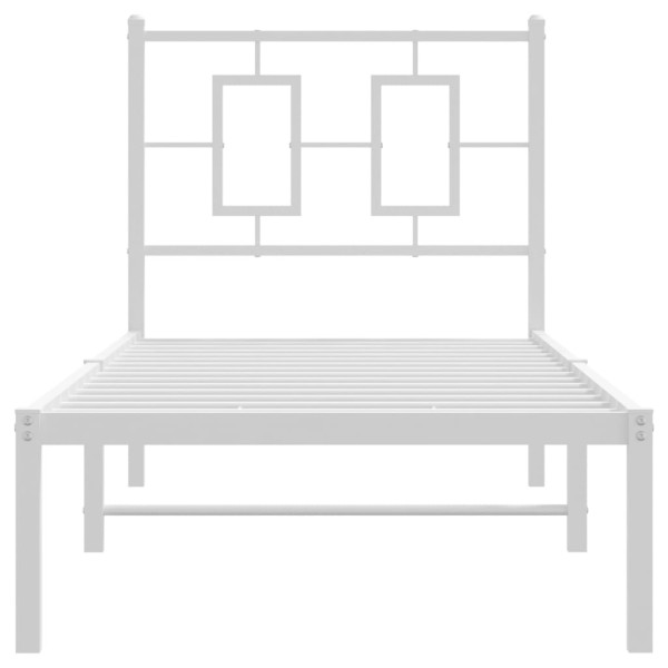 Estructura de cama de metal con cabecero blanco 75x190 cm M 5