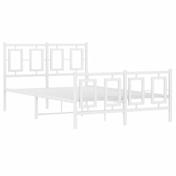 Estrutura de cama com cabeceira e pés 120x190 cm metal branco M 2