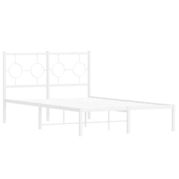 Estructura de cama de metal con cabecero blanca 120x190 cm M 2