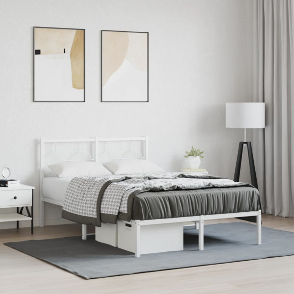 Estrutura de cama com cabeceira 120x190 cm metal branco M 3