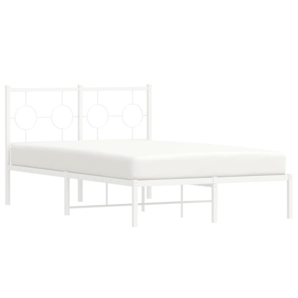Estructura de cama de metal con cabecero blanca 120x190 cm M 4