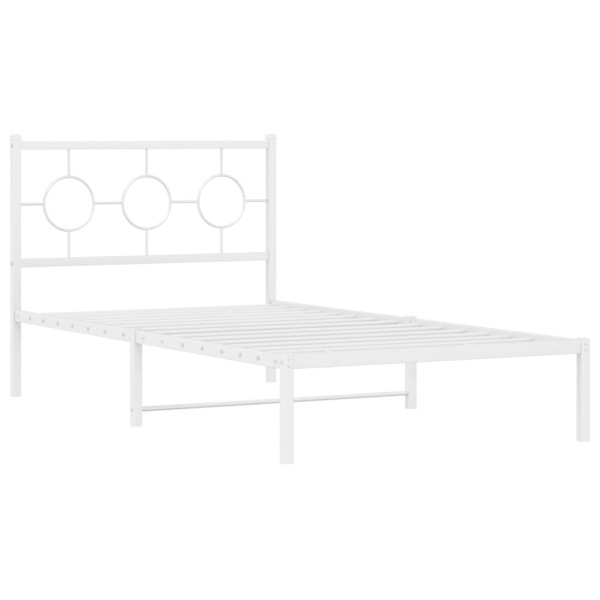Estructura de cama de metal con cabecero blanco 100x200 cm M 2