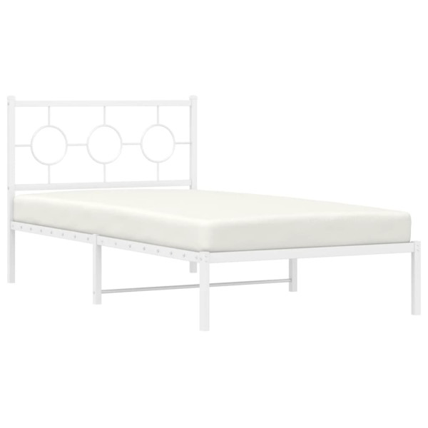 Estrutura de cama com cabeceira 100x200 cm metal branco M 4