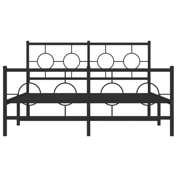 Estrutura de cama com cabeceira e pés 140x200 cm metal preto M 5