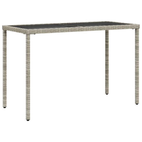 Mesa jardim c/ tampo de vidro 115x54x74 cm vime PE cinza-claro M 2