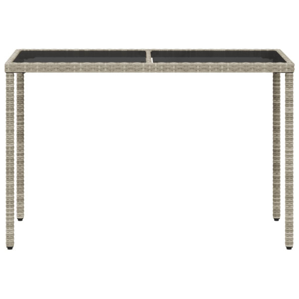 Mesa jardim c/ tampo de vidro 115x54x74 cm vime PE cinza-claro M 4