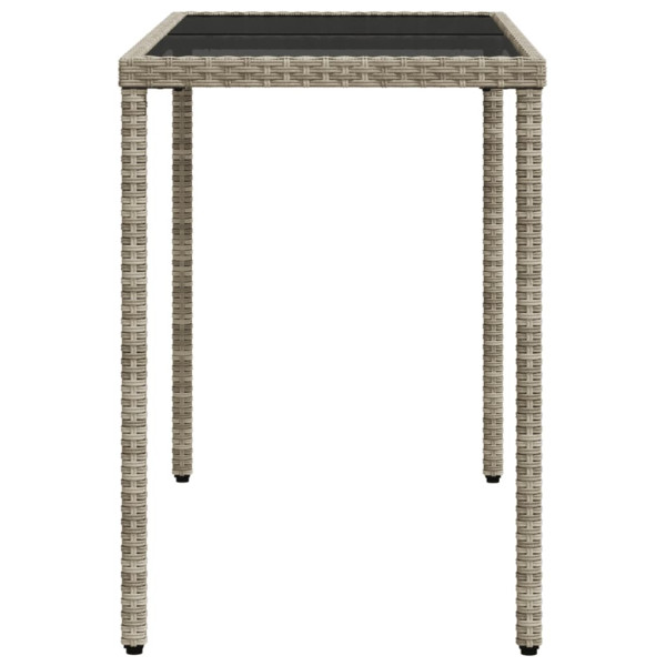 Mesa jardín superficie vidrio ratán PE gris claro 115x54x74 cm M 5