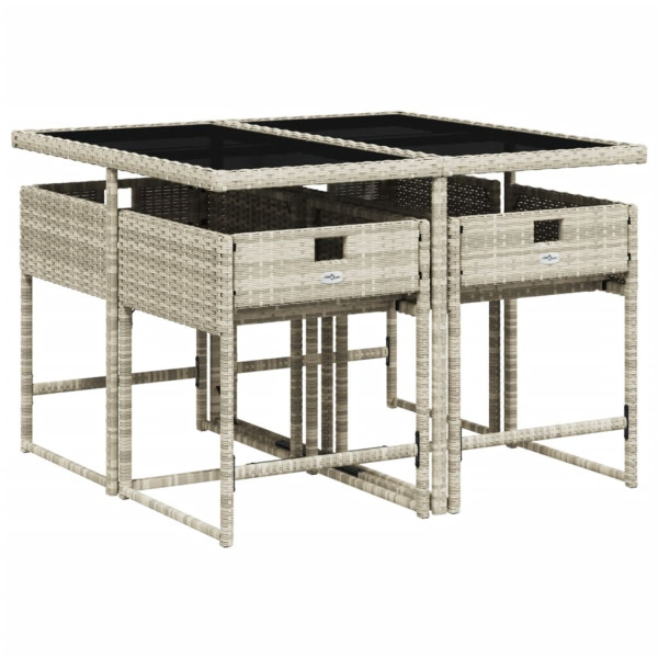 5 pcs conjunto de jantar p/ jardim c/ almofadões cinzento claro M 3