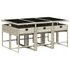 Set comedor jardín 7 pzas y cojines ratán sintético gris claro 3