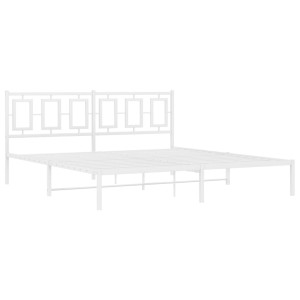 Estructura de cama de metal con cabecero blanco 180x200 cm H