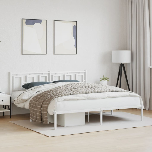 Estrutura de cama com cabeceira 180x200 cm metal branco M 3