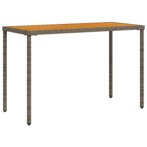 Mesa de jardín superficie de madera ratán PE gris 115x54x74 cm H