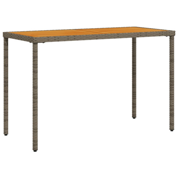Mesa de jardín superficie de madera ratán PE gris 115x54x74 cm M 2
