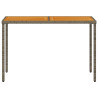Mesa de jardim com tampo em acácia 115x54x74 cm vime PE cinza 4