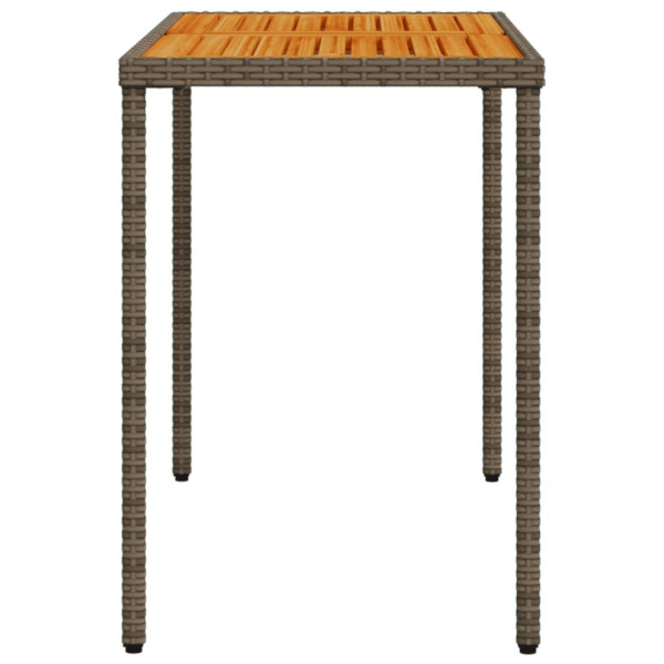 Mesa de jardín superficie de madera ratán PE gris 115x54x74 cm M 5