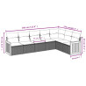 7 pcs conjunto de sofás p/ jardim c/ almofadões vime PE preto 3