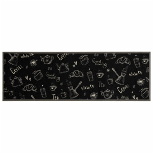 Alfombra de cocina lavable terciopelo negro Morning 60x180 cm H