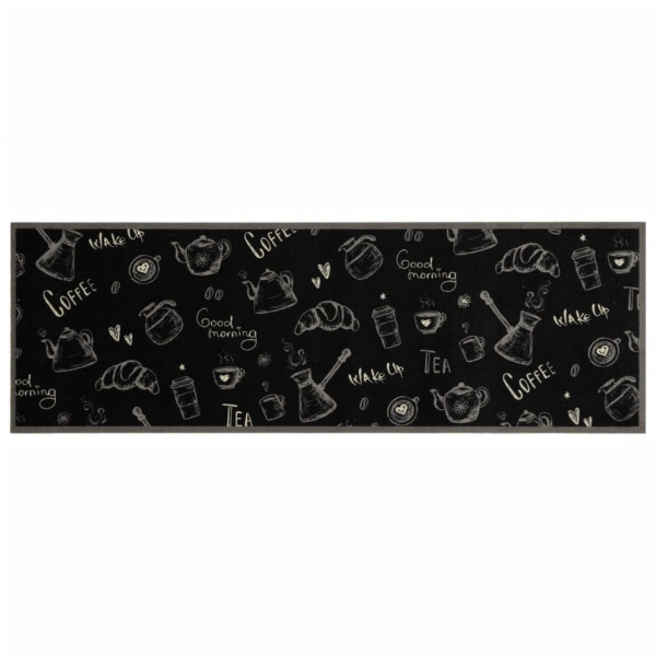Alfombra de cocina lavable terciopelo negro Morning 60x180 cm M 2