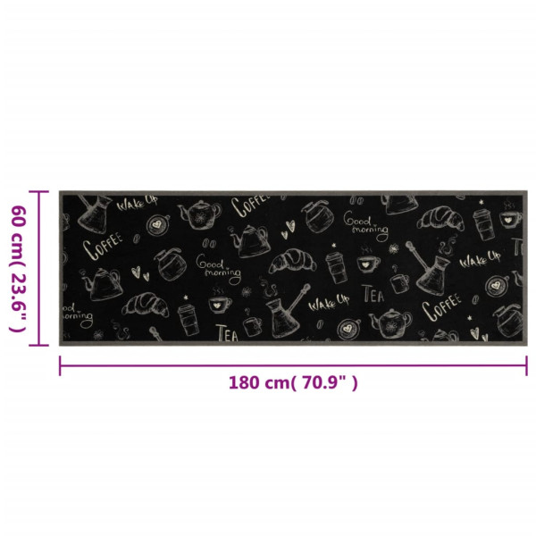Alfombra de cocina lavable terciopelo negro Morning 60x180 cm M 5