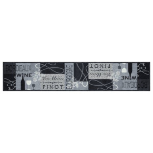 Alfombra de cocina lavable terciopelo gris Wine 60x300 cm H