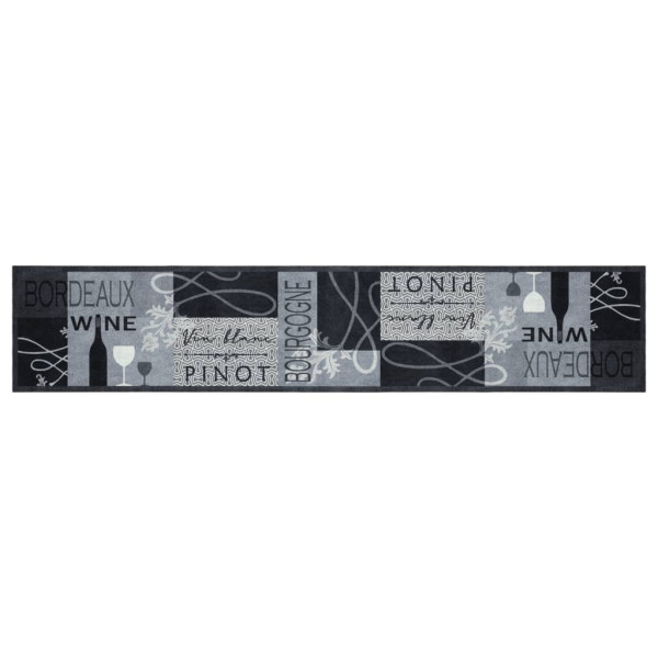 Alfombra de cocina lavable terciopelo gris Wine 60x300 cm M 2