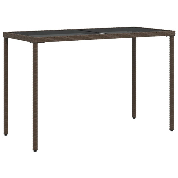 Mesa de jardim com tampo de vidro 115x54x74 cm vime PE castanho M 2