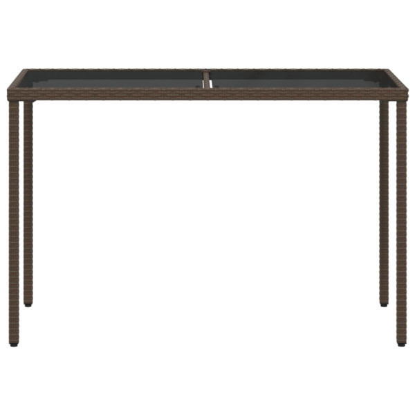 Mesa de jardín superficie vidrio ratán PE marrón 115x54x74 cm M 4