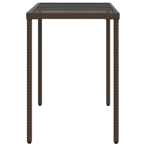 Mesa de jardim com tampo de vidro 115x54x74 cm vime PE castanho M 5