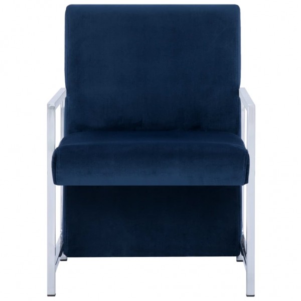 Sillón con patas cromadas de terciopelo azul M 4