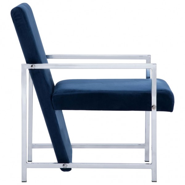 Sillón con patas cromadas de terciopelo azul M 5