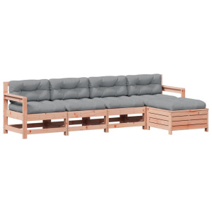 Juego de muebles jardín 5 pzas y cojines madera abeto Douglas H