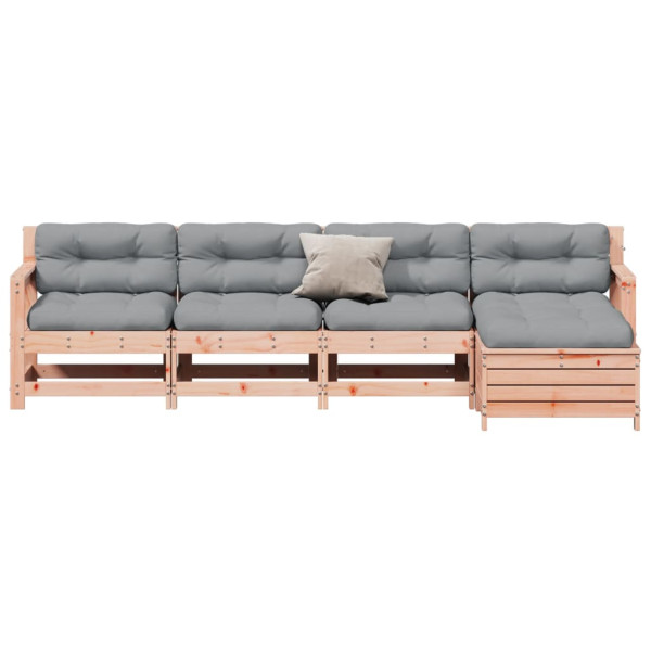 5 pcs conj. lounge jardim com almofadões madeira douglas maciça M 3