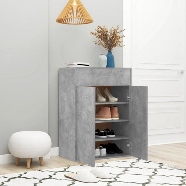 Mueble zapatero de contrachapada gris hormigón 60x35x84 cm M 3