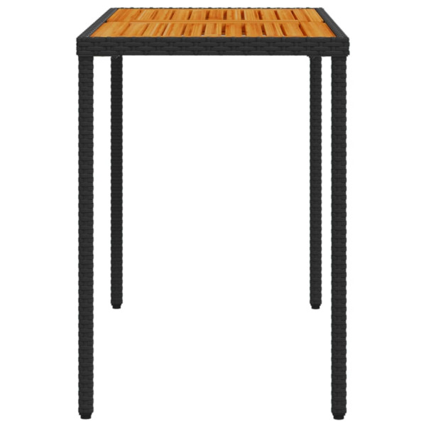 Mesa de jardín superficie de madera ratán PE negro 115x54x74 cm M 5