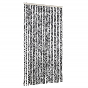 Cortina antimoscas chenilla gris negro y blanco 100x200 cm H