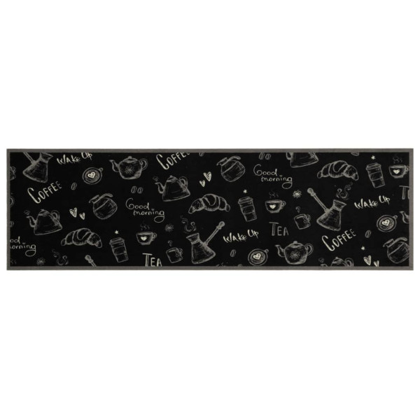 Alfombra de cocina lavable terciopelo negro Morning 45x150 cm M 2