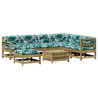 8 pcs conjunto lounge de jardim c/ almofadões pinho impregnado 2