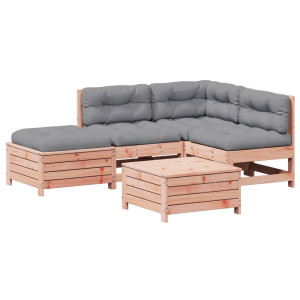 Juego de muebles jardín 5 pzas y cojines madera abeto Douglas H