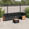 Set de comedor de jardín 7 pzas y cojines ratán sintético negro 1