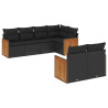 Set de comedor de jardín 7 pzas y cojines ratán sintético negro 2