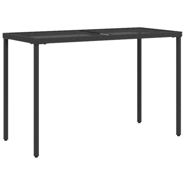 Mesa de jardim com tampo de vidro 115x54x74 cm vime PE preto M 2