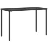 Mesa de jardín superficie de vidrio ratán PE negro 115x54x74 cm 2