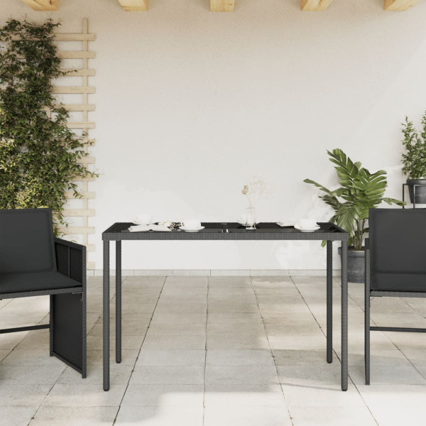 Mesa de jardim com tampo de vidro 115x54x74 cm vime PE preto M 3